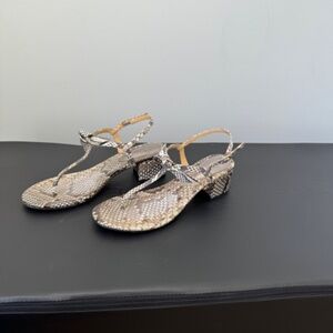 Alexander Birman Clarista T-strap sandal, python print. With box